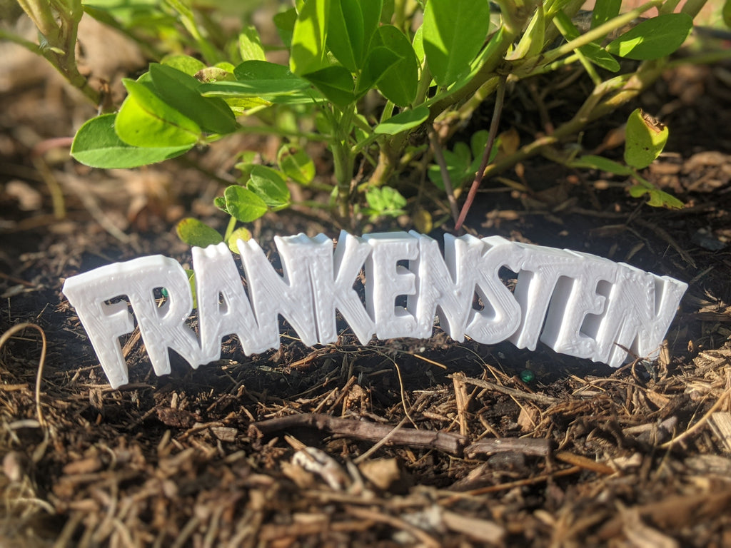 Frankenstein Shelf Sign, Classic Horror Film Logo, PLA Plastic, product image 1