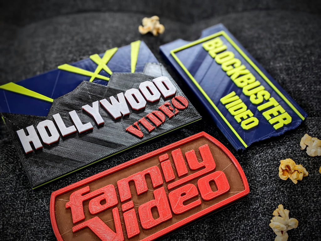 Movie Store Fan 3 Sign Set Shelf Display Collection Room Sign - Bookshelf Desk Decor for Blockbuster Fans