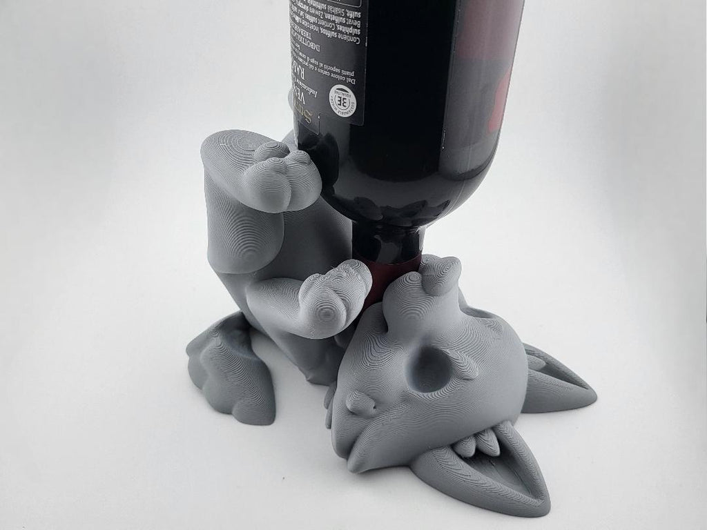 Cute Wolf Wine Bottle Holder – Wolf Pup Bottle Stand for 750ml Wine, Cute Bar & Countertop Decor