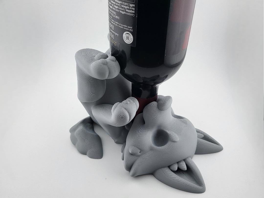 Cute Wolf Wine Bottle Holder – Wolf Pup Bottle Stand for 750ml Wine, Cute Bar & Countertop Decor