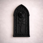 Black Gothic rose wall plaque in a pointed cathedral arch — image 2 of 3