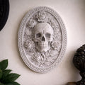 Oval Skull & Roses Wall Plaque Gothic Skull Wall Decor Dark Academia Wall Art Skull Rose Sculpture Gothic Home Decor Macabre Wall Plaque