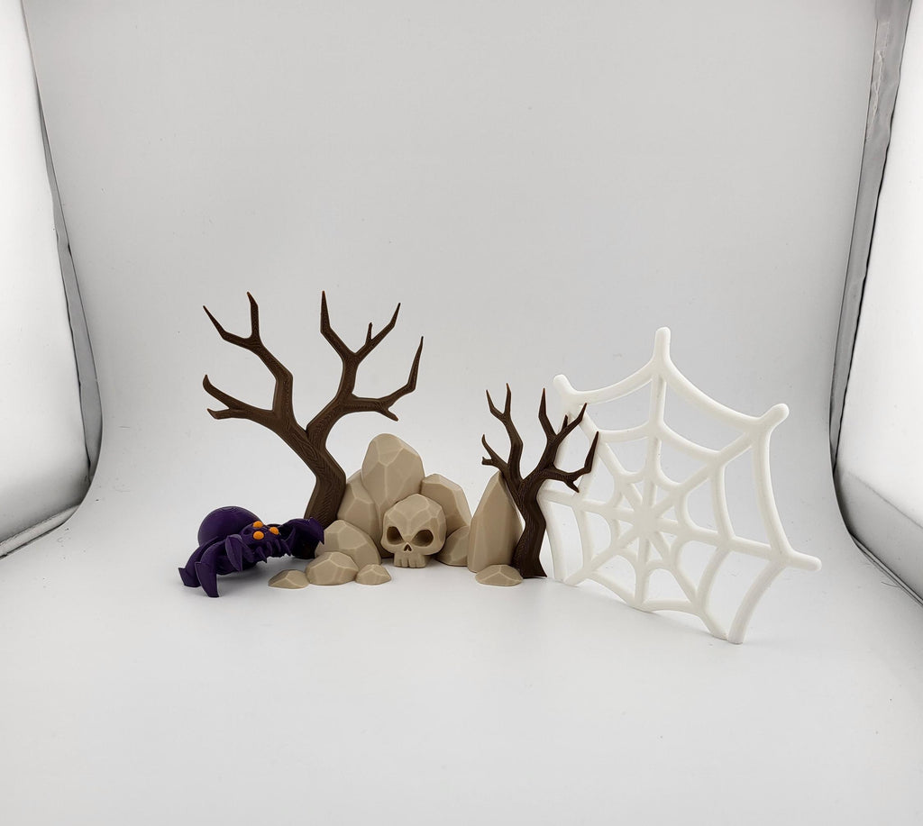 Spooky Spider Den Mini Diorama – Halloween Desk Decor, DnD Terrain