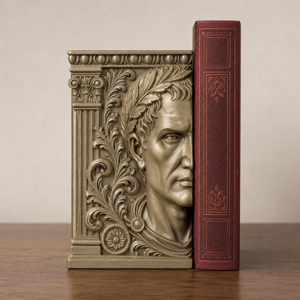 Caesar Bookend, Roman Statue Book End, Classical Library Decor, Dark Academia Bookshelf Accent, Ornate Desk Decor, Book Lover Gift