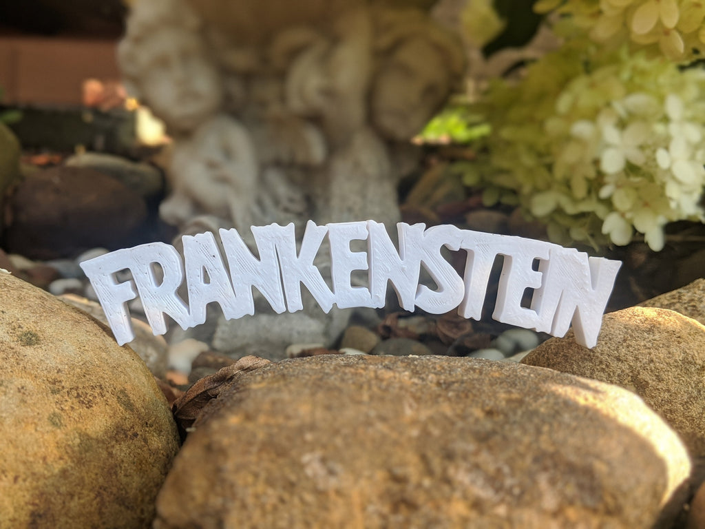 Frankenstein Shelf Sign, Classic Horror Film Logo, PLA Plastic, product image 3