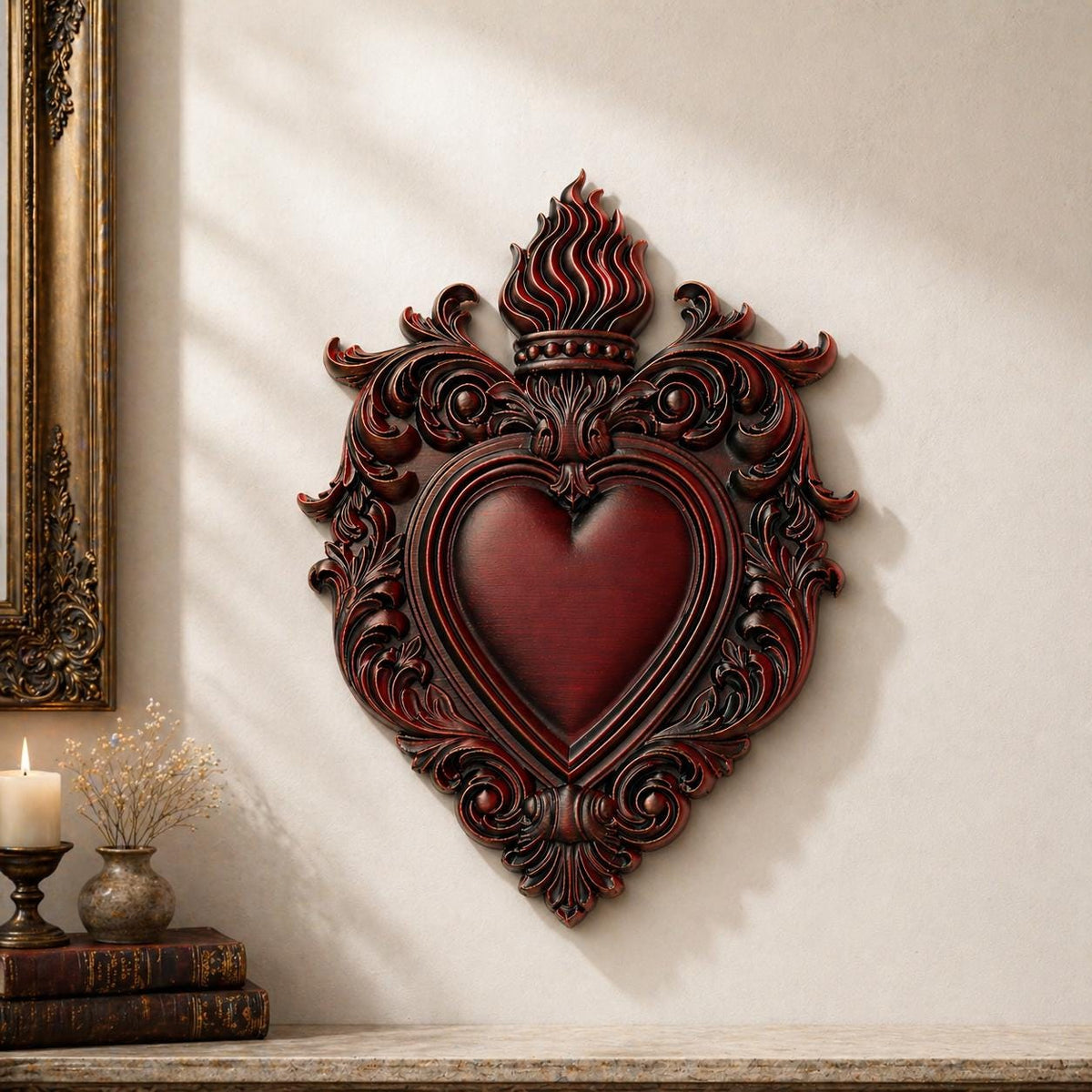 Sacred Heart Wall Decor Gothic Wall Art Baroque Ornament Romantic Home Decor Vintage Style Wall Hanging Dark Academia Decor, product image 1