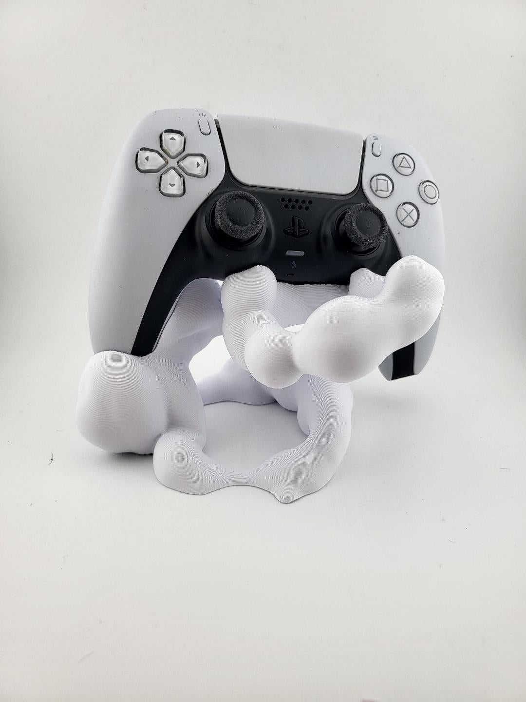 Abstract Cloud PS5 Controller Stand – Organic Blob DualSense Holder, Minimal White Gaming Desk Decor
